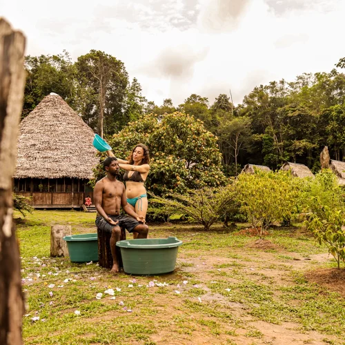 Freshly ground green plant paste for love bath